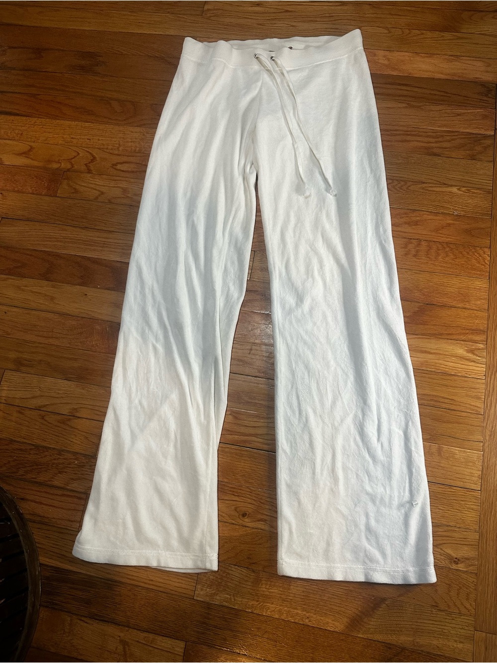 Vintage Juicy Couture White Velour Pants Low Rise Y2K Flare Travel Comfort XS